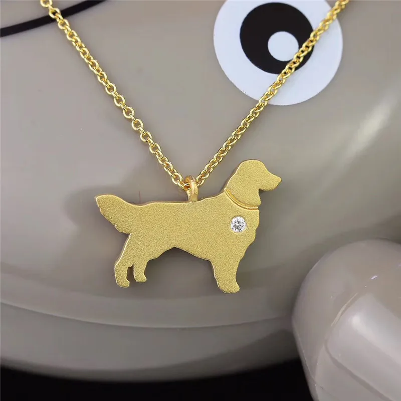 Aazuo Real Diamond 18K Jewelry Lovely Animal Pet Dog Pendent With Chain Necklace gifted for Baby Women Birthday Au750 Cute | Украшения и