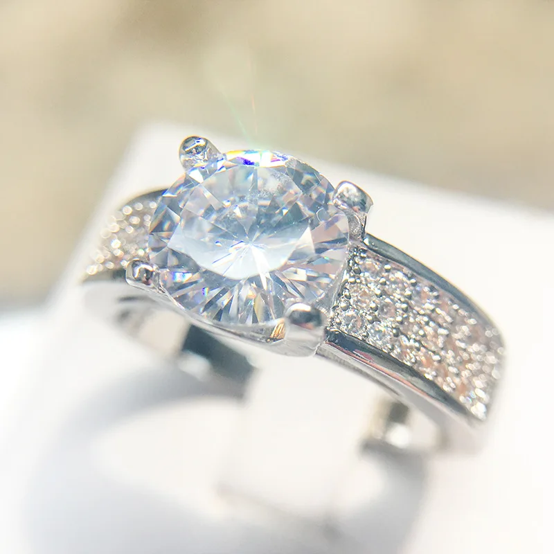 

2021 Сверкающее кольцо с цветком 1ct AAAAA Цирконий Кристалл Cz серебряный цвет обещание обручальные кольца для женщин Невеста аксессуары