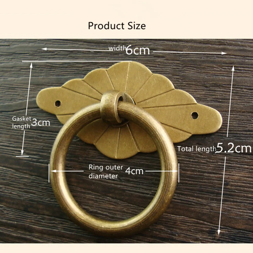 4PCS Chinese style copper medicine cabinet small handle drawer handle antique furniture hardware accessories classic hanging rin