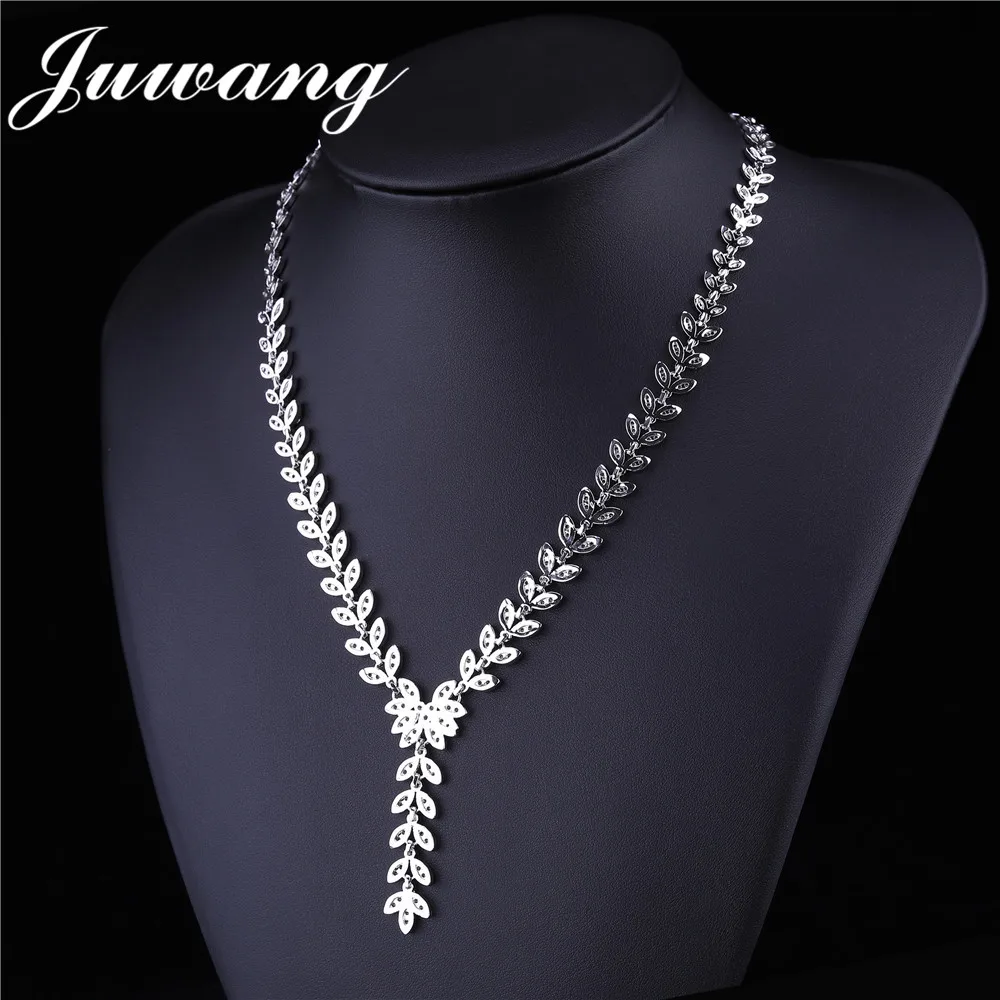 JUWANG AAA кубический циркон серьги ожерелье Ювелирные наборы Свадебные ювелирные