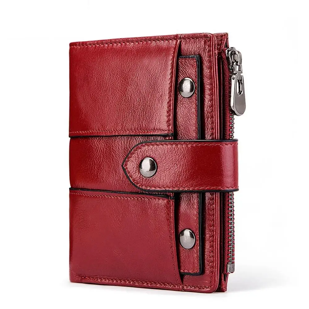 Red M KAVIS, Женский кошелек из натуральной кожи, красный цвет, кошелек для монет, маленький Walet Portomonee, на молнии, сумка для денег, Дамский Мини-держатель для карт - Цвет: Red M