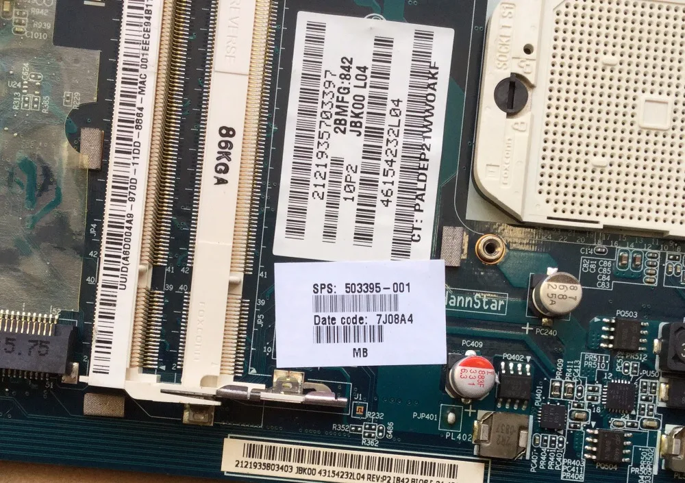Оригинальная материнская плата ноутбука для hp Pavilion DV7 503395-001 JBK00 LA-4092P разъем S1 DDR2 полностью протестирована