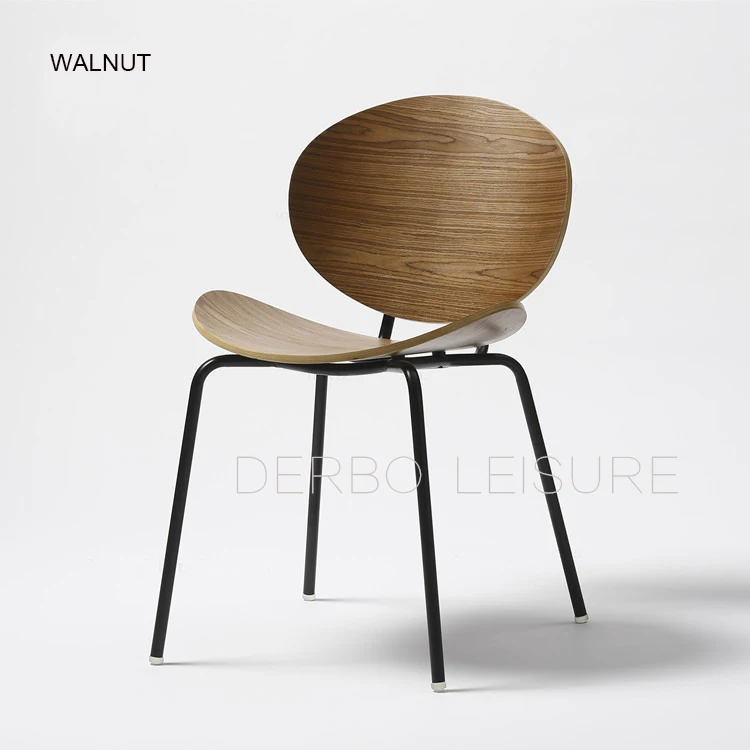 Walnut Современная мода Дизайн фанеры металла Лофт стали обеденный стул Дерево гостиная хороший салон отдыха отдохнуть стул мебель 1 шт - Цвет: Walnut
