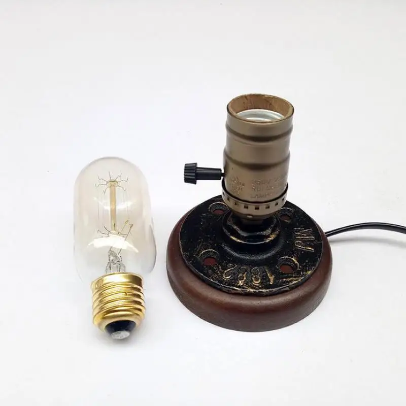 Деревянные настольные лампы в стиле ретро E27 Настольный светильник для спальни