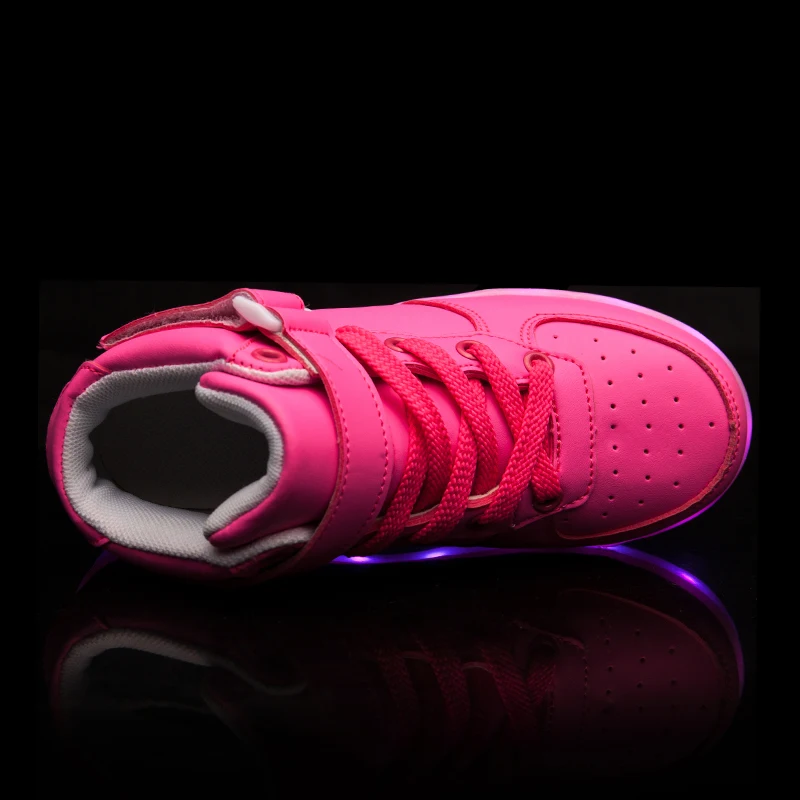 FS розовый детский светодиодный свет детская обувь сапоги зарядка через usb