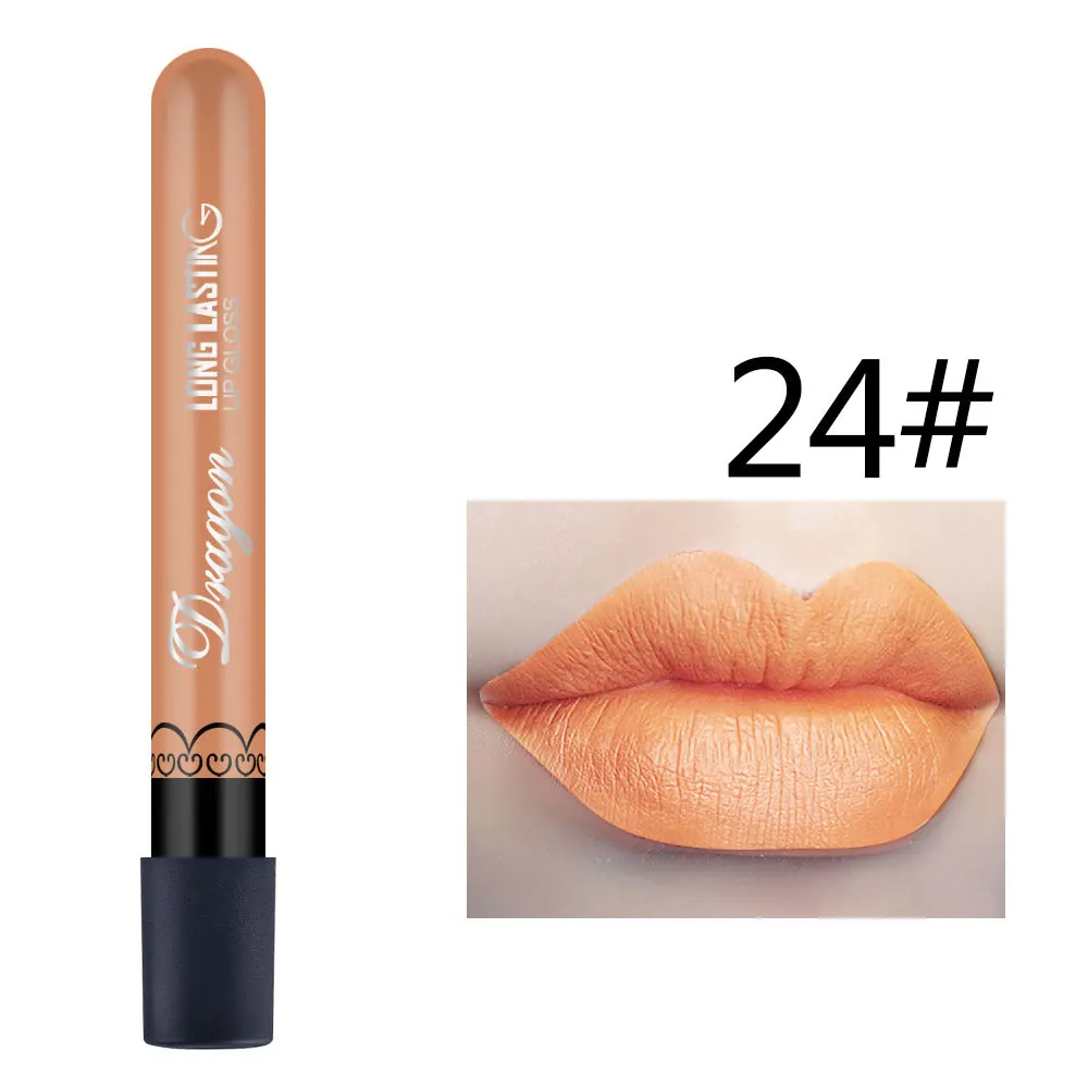 Новинка матовая Фирменная помада, макияж Labiales 38 цветов Maquiagem длинный прочный batom водонепроницаемый Maquillaje Velet Pintalabios - Цвет: 24