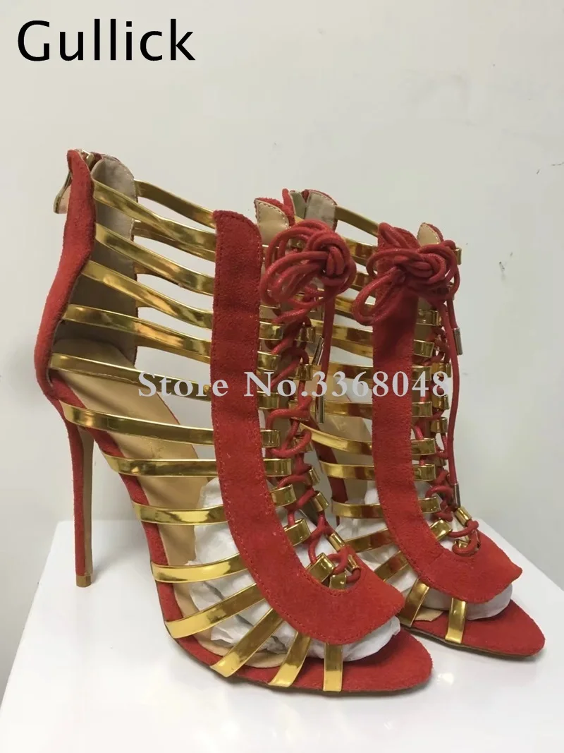 Пикантные женские туфли Gullick с открытым носком и золотыми ремешками черные