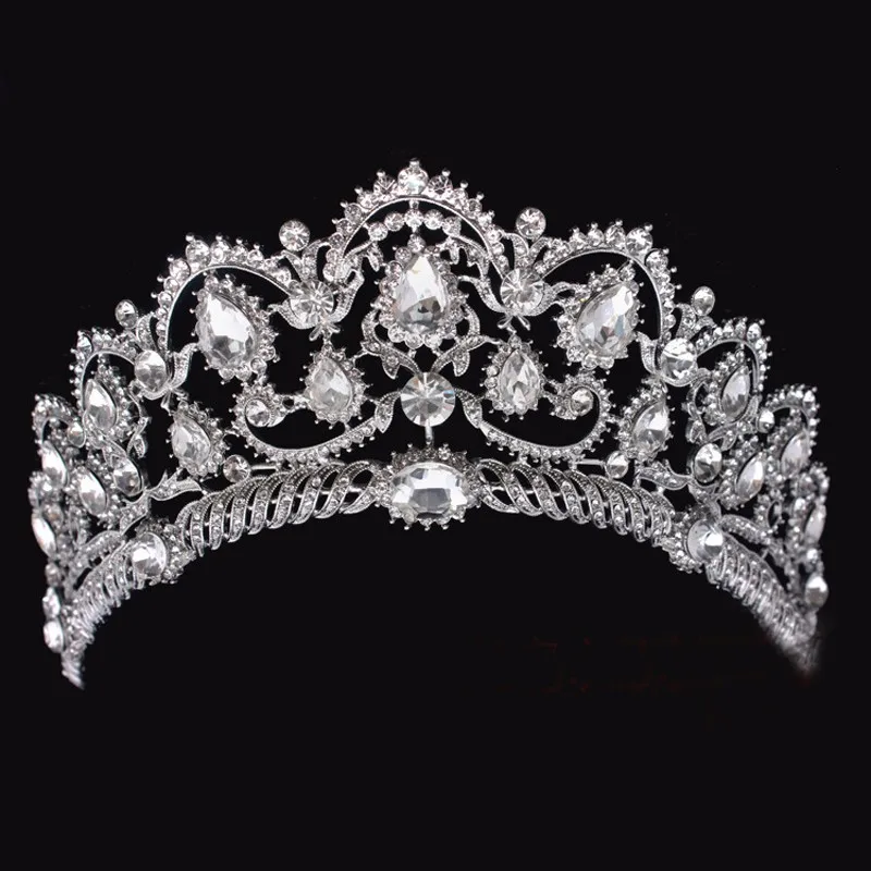 Большой горный хрусталь queen диадема Кристалл Винтаж свадебные аксессуары для
