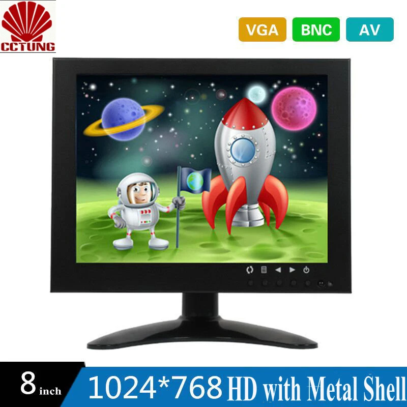 Монитор диагональю 8 дюймов HD с металлическим корпусом и разъемом HDMI VGA AV BNC для ТВ