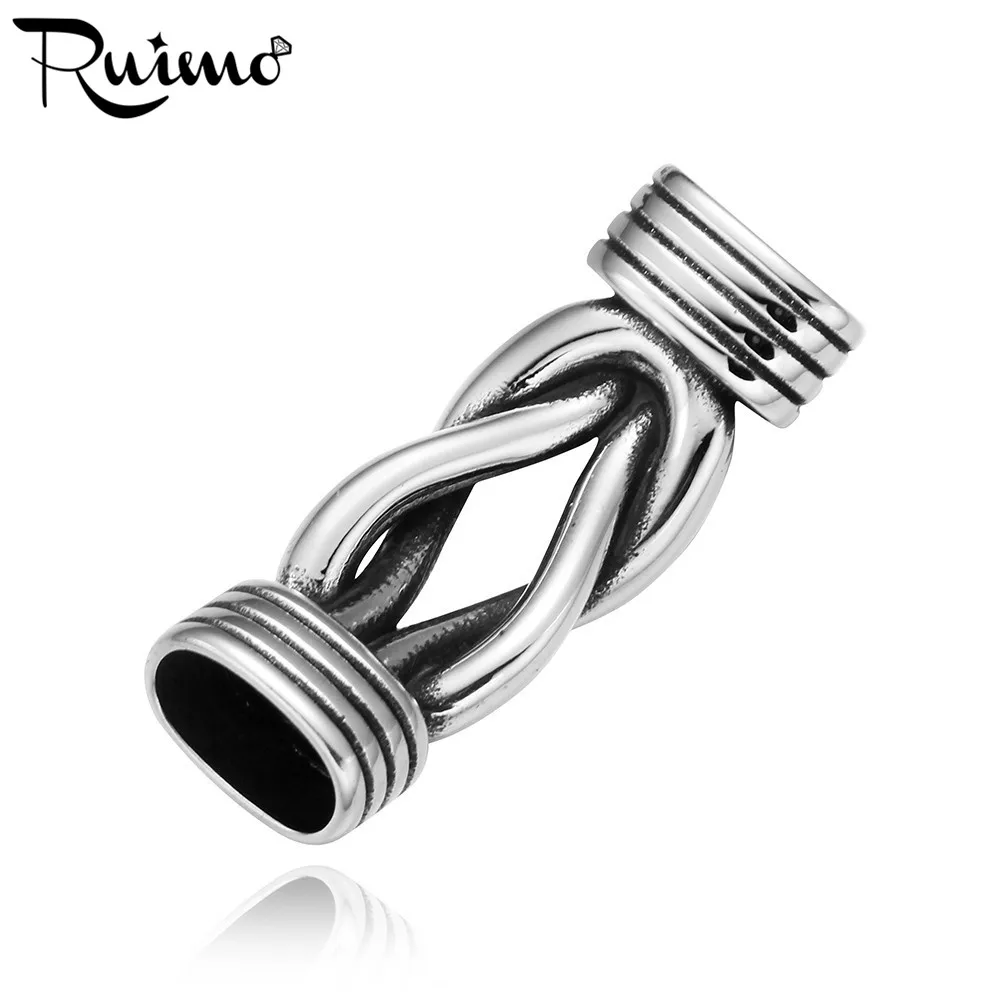 Бесконечный узел соединители RUIMO 316L из нержавеющей стали для мужчин кожаный