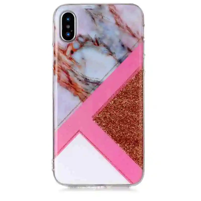 Роскошный дизайн мраморный геометрический чехол для iPhone X XS Max XR блестящий