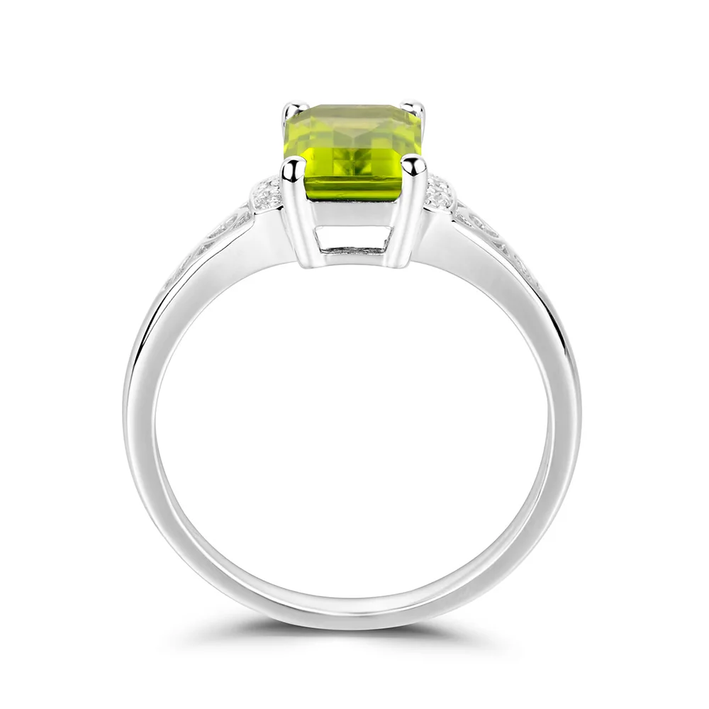 Кольцо из натурального зеленого перидота Leige Jewelry для помолвки с эмалью из рубина, камня рождения августа, на основе 925 стерлингового серебра.