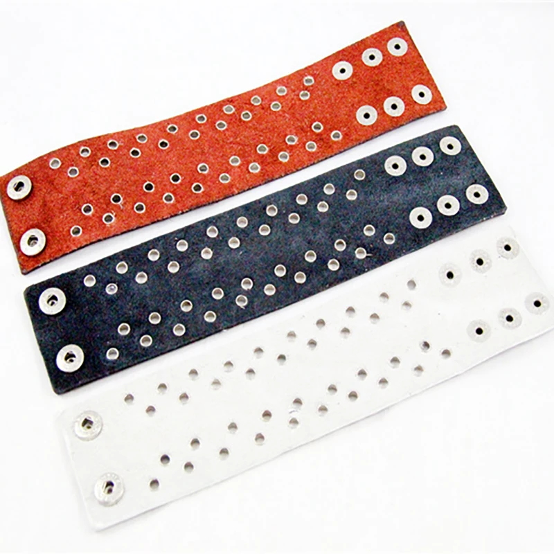 MCSAYS Rocker Punk Jewelry Shoelaces Hole Wide Leather Bracelet Simple-Design Gothic Bangle 80s Hipster Gifts Men's Fashion 4HD |
