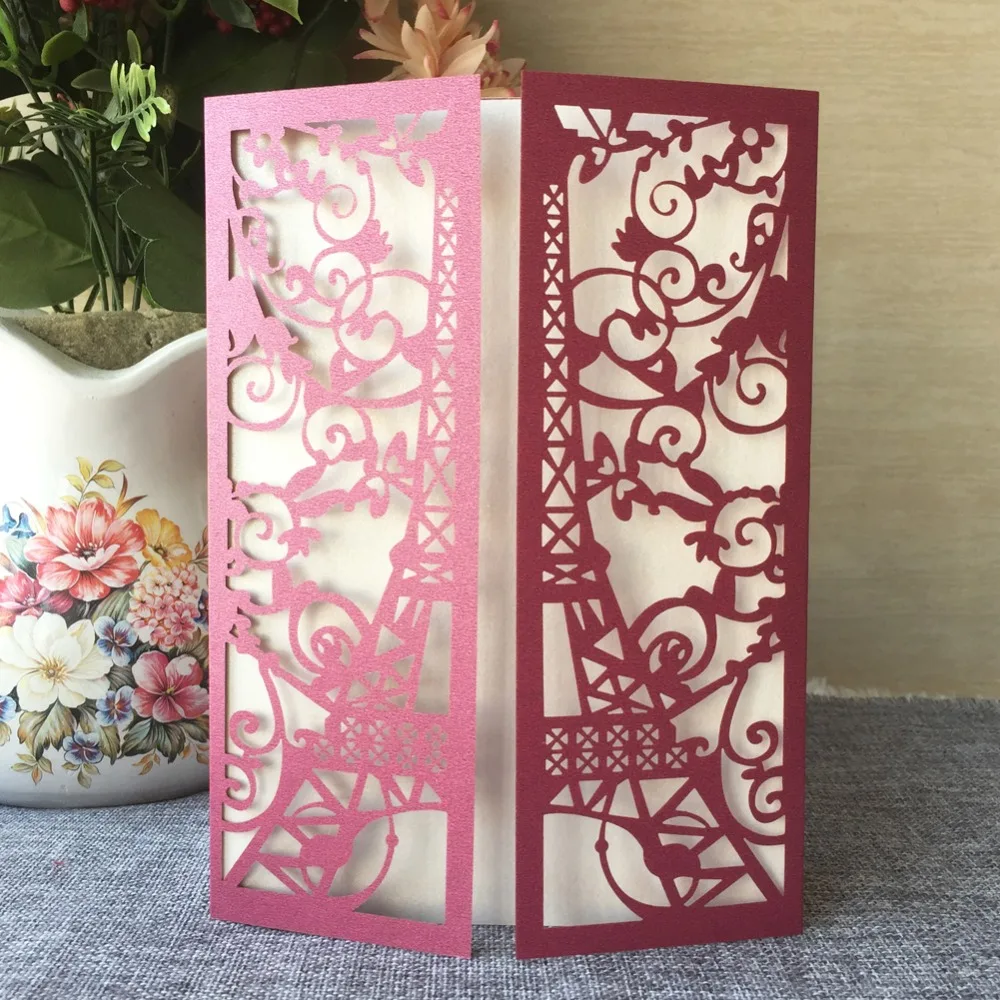 

25pcs/lot Luxury Tower Vintage Glamour Wedding Invitations Cards Lace Decoration Invitation Cards With Birthday Gifts Supplies