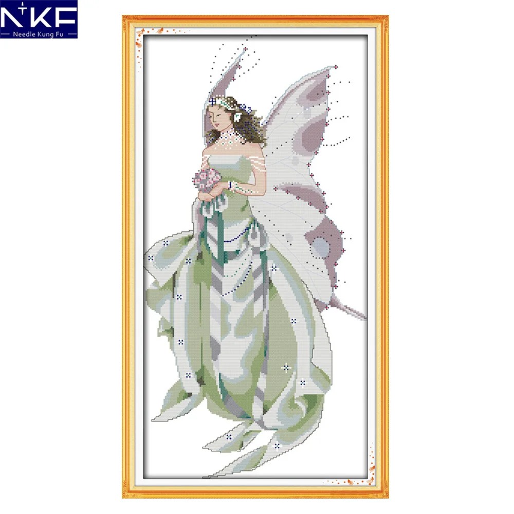 

NKF Butterfly fairy needle craft cross stitch charts handcraft counted canvas Christmas cross stitch kits for home decoration