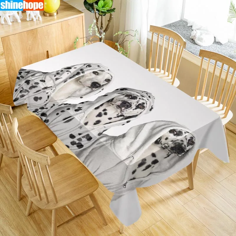 Custom Christmas Dalmatian Dog Table Cloth Oxford Print Rectangular Waterproof Oilproof Animals Cover Wedding Tablecloth | Дом и сад