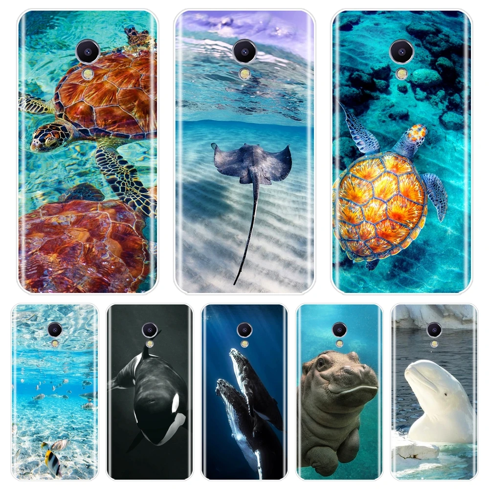 Мягкий силиконовый чехол для Meizu M6 M5 M3 M2 Note голубая задняя крышка в виде черепахи