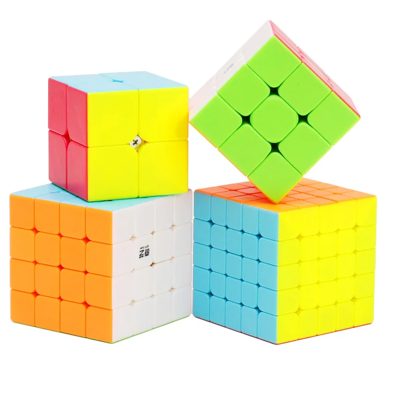 Магический куб MIPOZOR QIYI водонепроницаемый без наклеек 4 шт./УП. 2x2x2 3x3x3 4x4x4 5x5x5