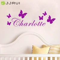 jjrui personalised butterfly any name vinyl wall sticker art decal kids bedroom gift home decor nursery room choose 21 color
