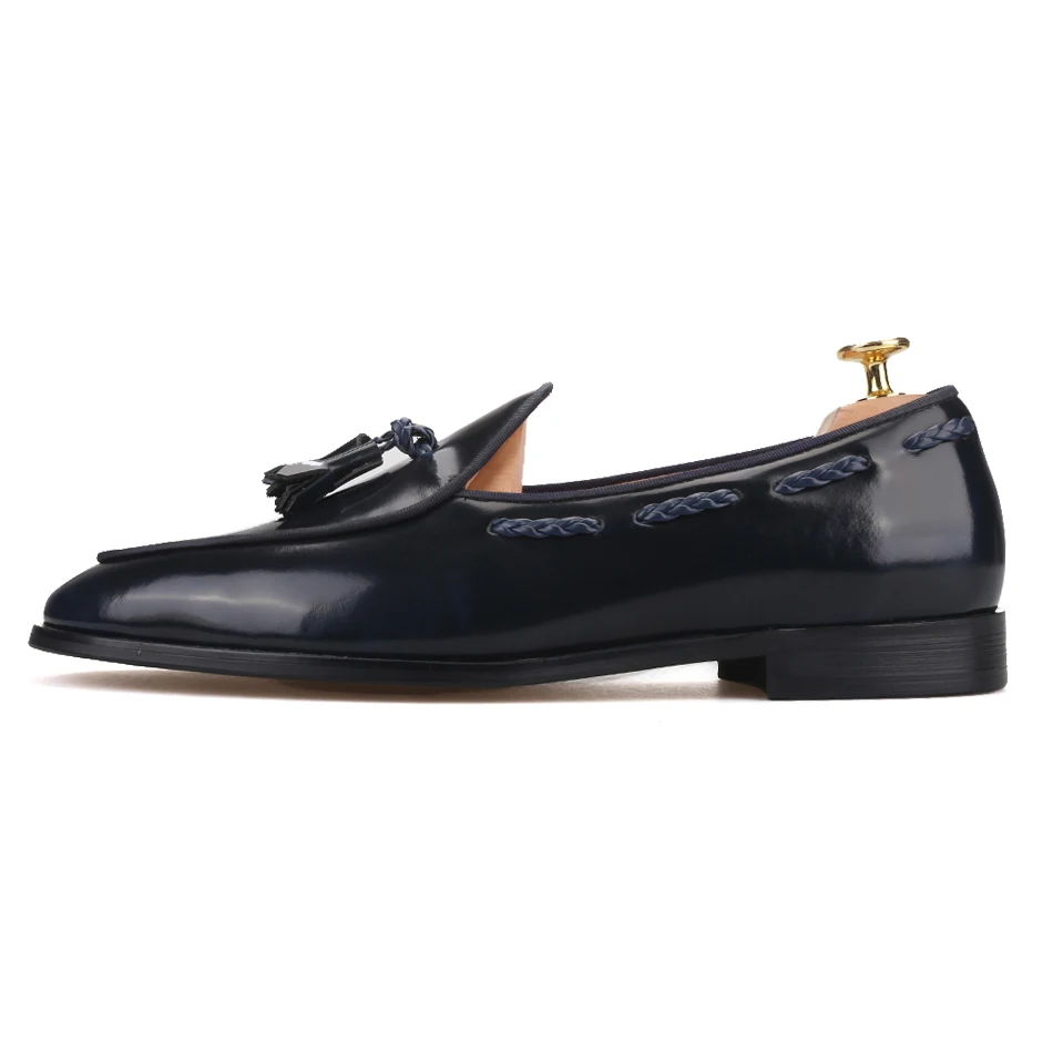 Piergitar 2021 Two Colors Handcrafted Men's Loafer ITALY Designs Calfskin Belgian Loafers With Matching Tassels Plus Size | Обувь