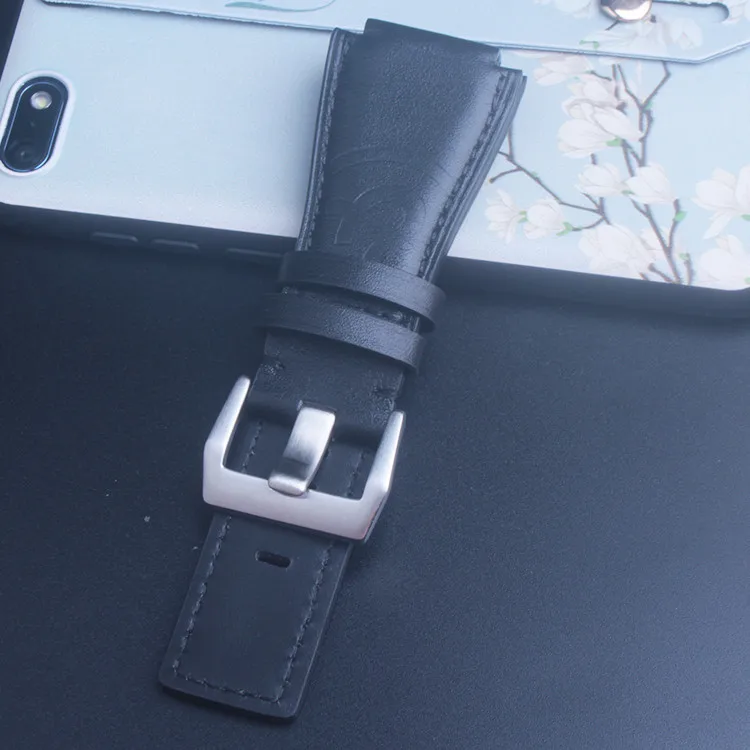 Black silver buckle Черный коричневый синий Аллигатор узор кожаный ремешок для часов Ремешок для Bell& Ross BR-01 и BR-03 черная пряжка - Цвет ремешка: Black silver buckle