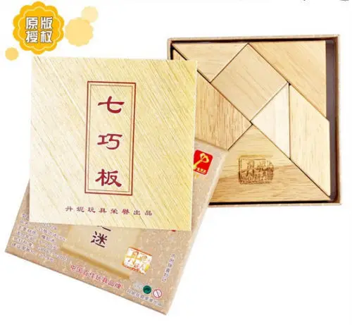 

Candice guo! educational wooden toy combination shape changeable tangram jigsaw puzzle wood color game gift 1pc