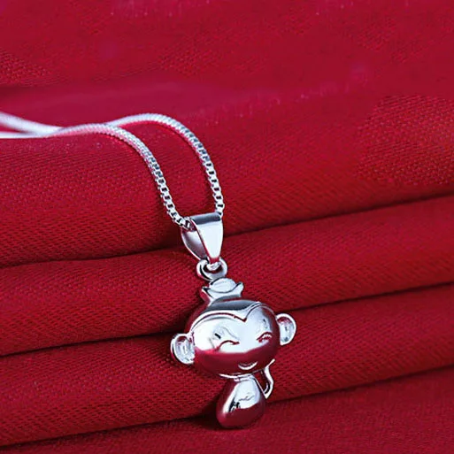 Cute Cartoon Girl Pendant Lovely 3D Animals Necklace for Women High Quality 925 Sterling Silver Funny Jewelry | Украшения и