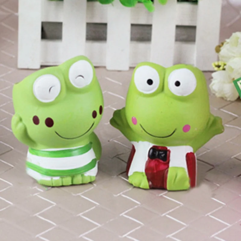 Экологический DIY длинная голова травы Кукла завод ремесло подарок микро горшках керамика пара лягушка Печать Логотип