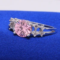 seanlov female pink cz ring fashion white gold filled jewelry vintage wedding rings for women birthday stone gifts
