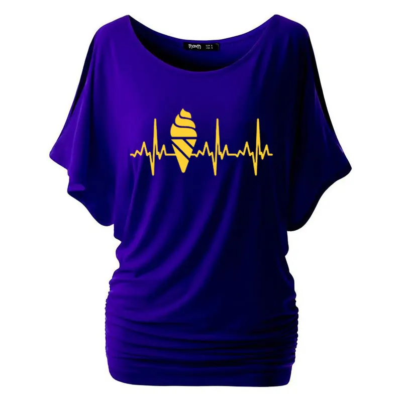 

Ice Cream Heartbeat Print Women tshirt Cotton Casual Funny t shirt For Lady Yong Girl Top Tee Higher Quality Batwing Sleeve