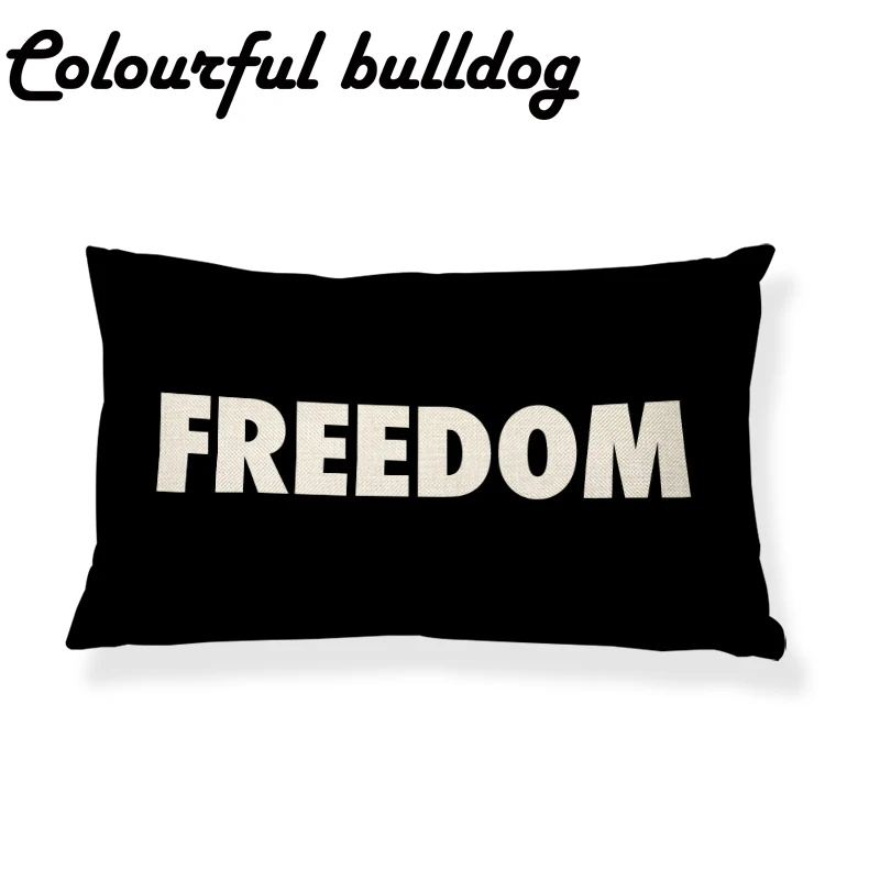 Fashion Cushion Cover Nordic Letter Red LOVE Black FREEDOM Lumbar Throw Pillow Case 30*50cm Rectangle Decorate Living Room Yard | Дом и сад
