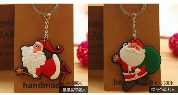 100pcs/lot Christmas tree decorations Keychains Santa Claus Keyfob mini cute deer key ring 5cm | Украшения и аксессуары