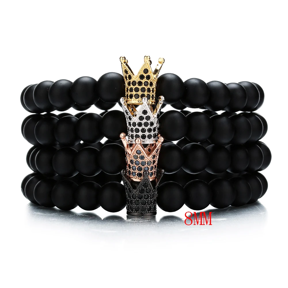 2017 New Brand Trendy Imperial Crown Charm Bracelets Men Micro Pave Black CZ Zirconia For Women Mens luxury Bracelet Jewelry | Украшения и