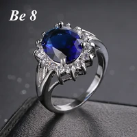 be8 brand classic blue water drop rhinestones finger rings white gold color luxury engagement ring for women free shipping r 073