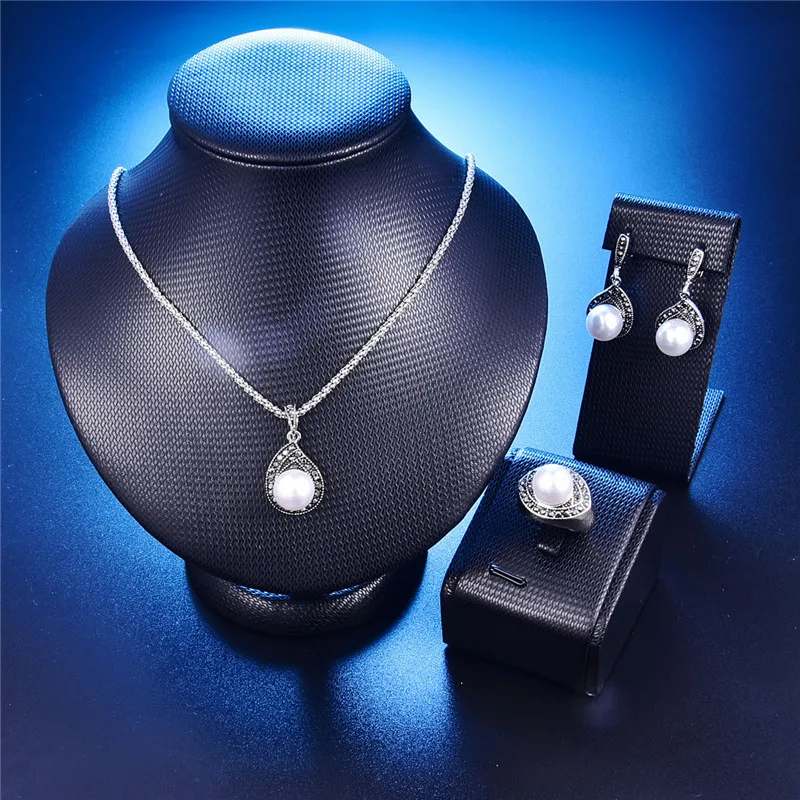 Женский ювелирный комплект из колье серёг и кольца|necklace earring ring sets|jewelry sets for womenpearl