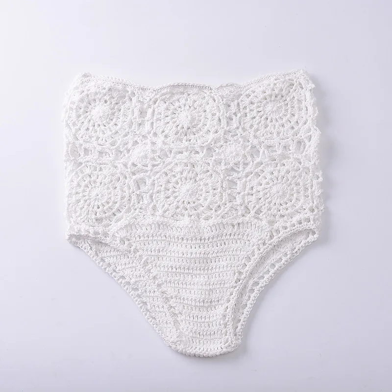 Женский купальный костюм Maillot De Bain Femme вязаный однотонный купальник с высокой