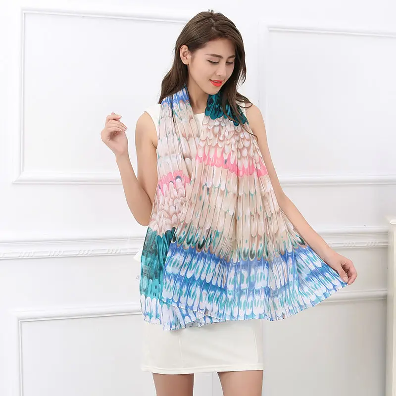 [YWJUNFU] 2017 Feather Type Soft Cotton Shawls Wraps Women 5Colors 180*90cm Long Silk Scarf Holiday Girls ZS0009 | Аксессуары для