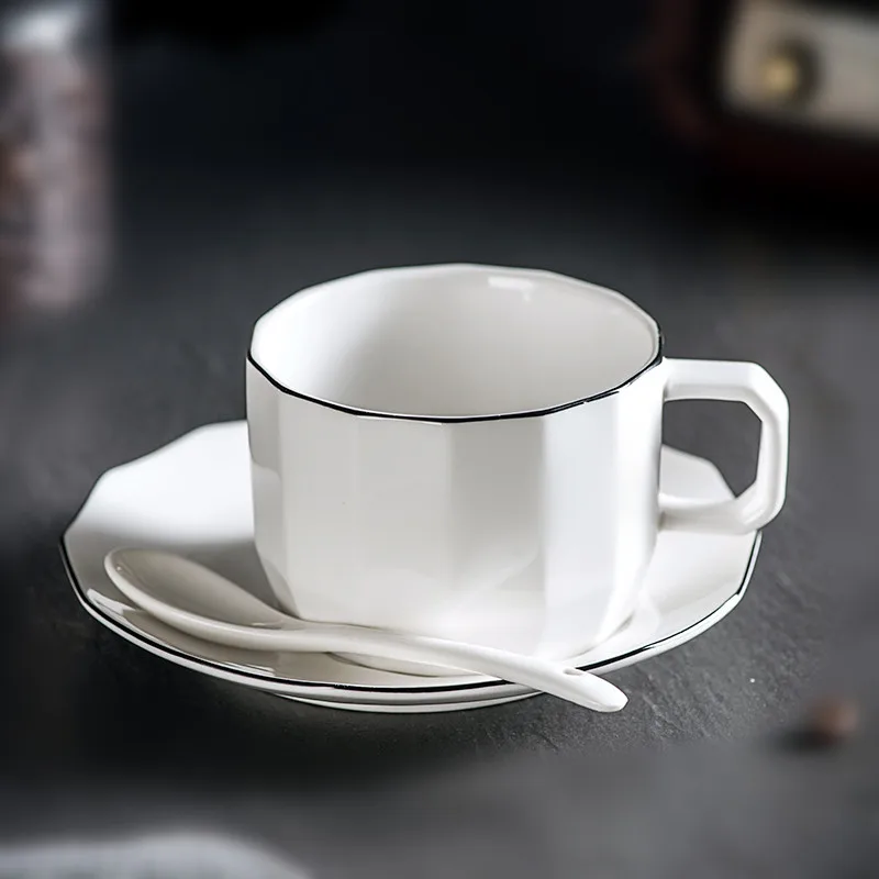 1 cup Бренд Yolife, европейский стиль, керамическая чайная чашка и блюдце, набор, китайская кофейная чашка, набор, послеобеденный фарфор, черная чайная чашка - Цвет: 1 cup