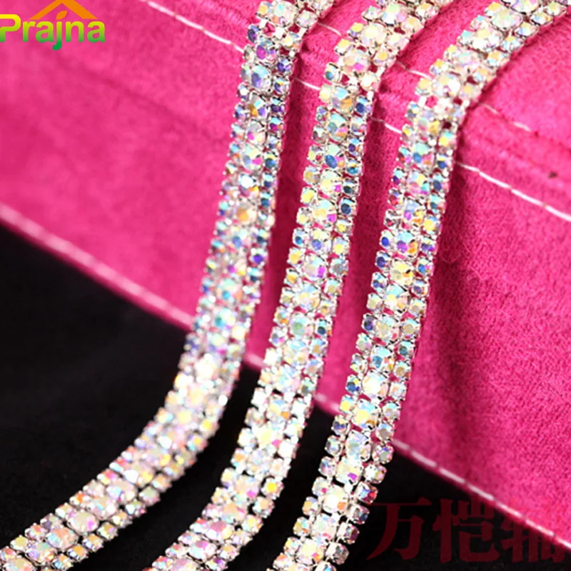 Prajna SS8 + SS16 3 ряда 5 ярдов DIY Кристалл Стразы Лента цепочка аппликатор стекло