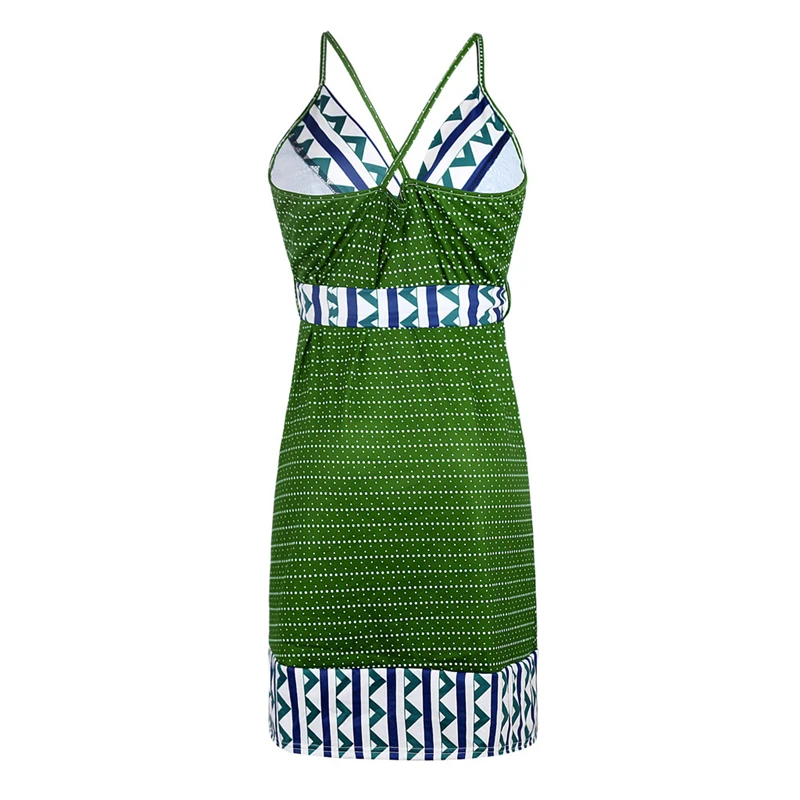 Платье женское летнее Полосатое с V-образным вырезом и открытой спиной | Платья