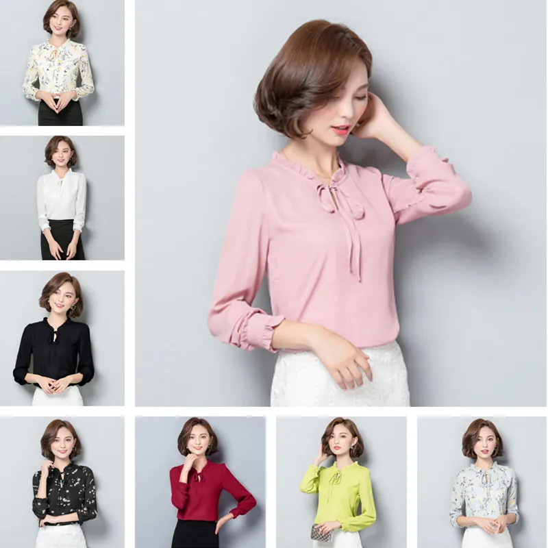 Новинка 2018 весенне-осенние Рубашки для женщин Blusa шифоновая блузка с длинным