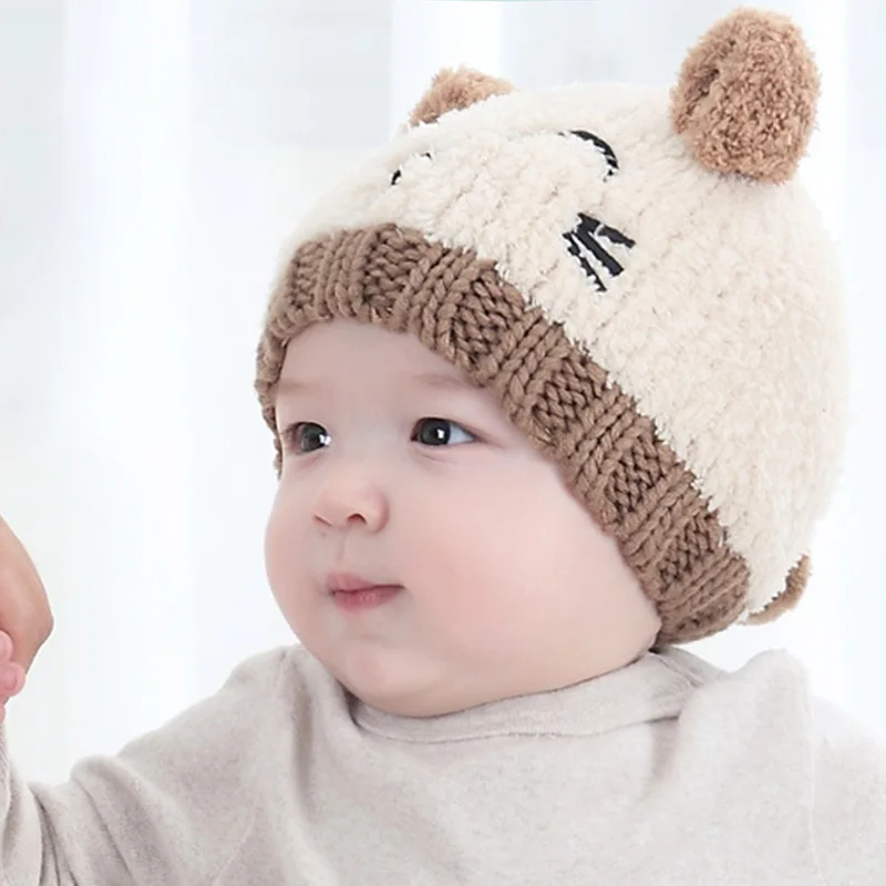 REAKIDS/Милая Детская шляпа для девочек и мальчиков; Теплая Шапка; зимняя хлопковая детская шапка с ушками; вязаная шапка; шарф; шапка; комплект