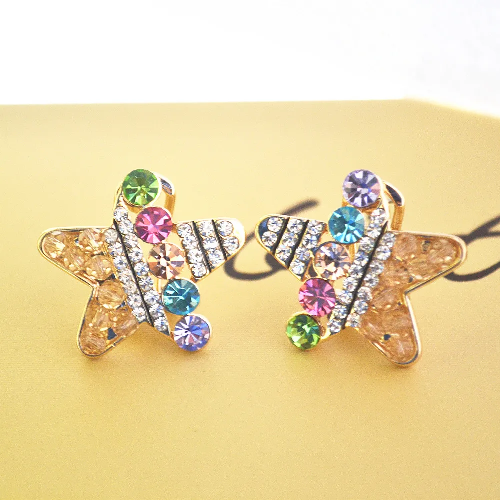 Сверкающих Звезд Красочные Горный Хрусталь Дизайн Серьги Для Женщин Подарок