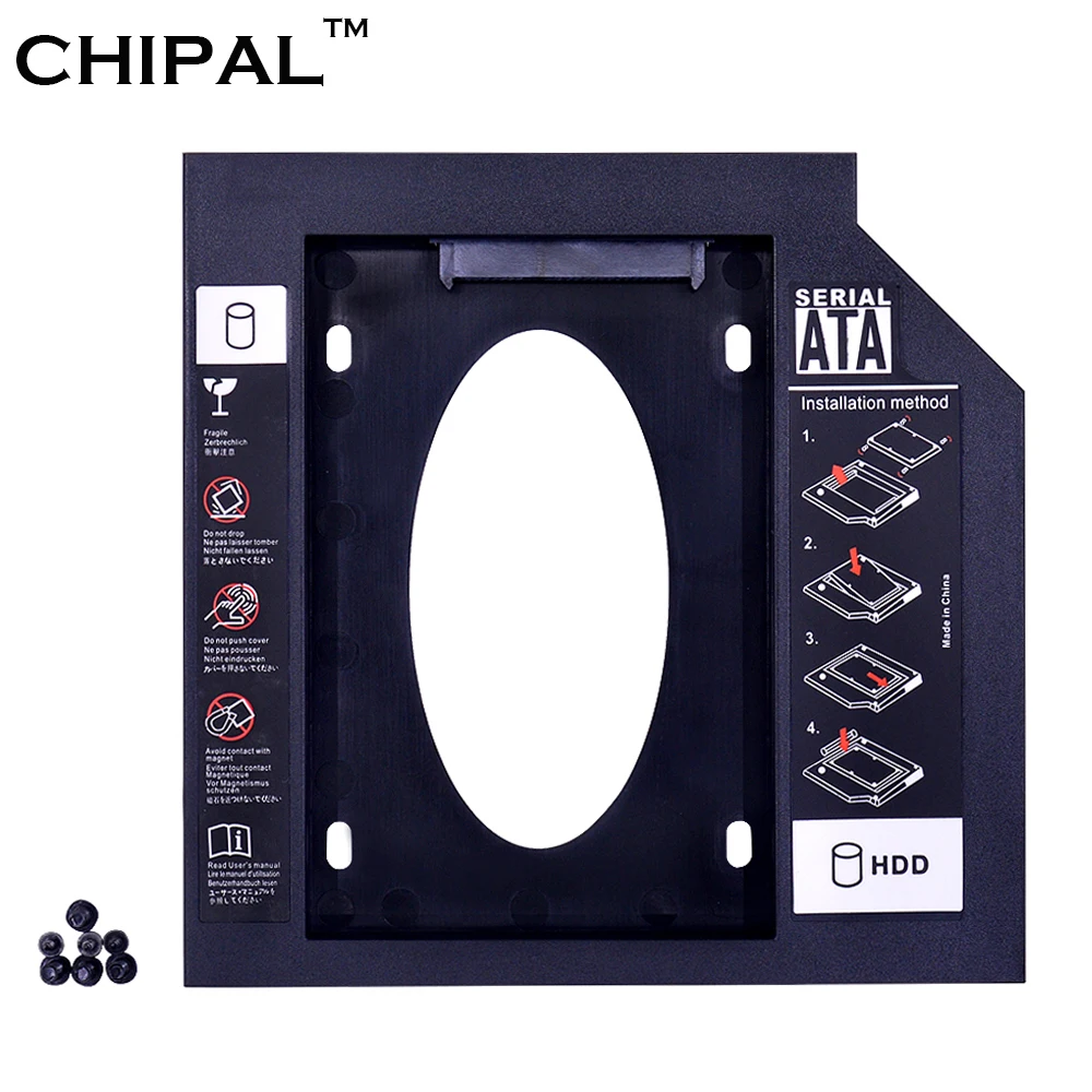 CHIPA 5 шт. Универсальный 9,5 мм 2nd HDD Caddy SATA 3,0 пластиковый материал 2,5 ''SATA SSD карман для жесткого диска корпус для ноутбука ODD