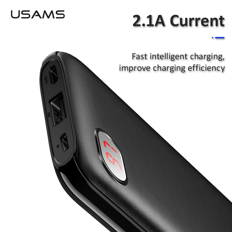USAMS 10000 мАч mi ni power Bank портативное зарядное устройство типа C cro для iPhone X Xiaomi 9