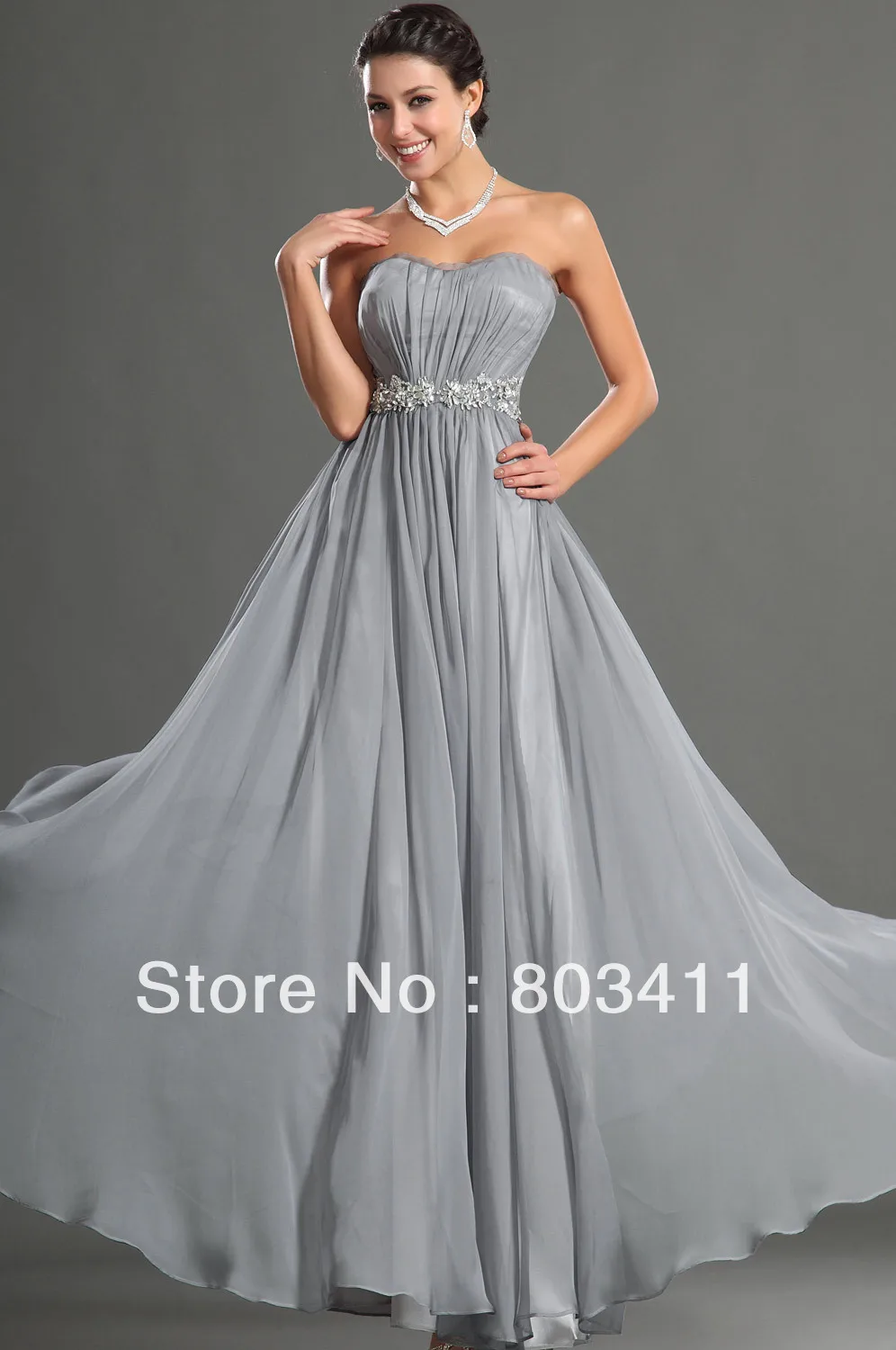 Бесплатная доставка очаровательное трапециевидное шифоновое вечернее платье до