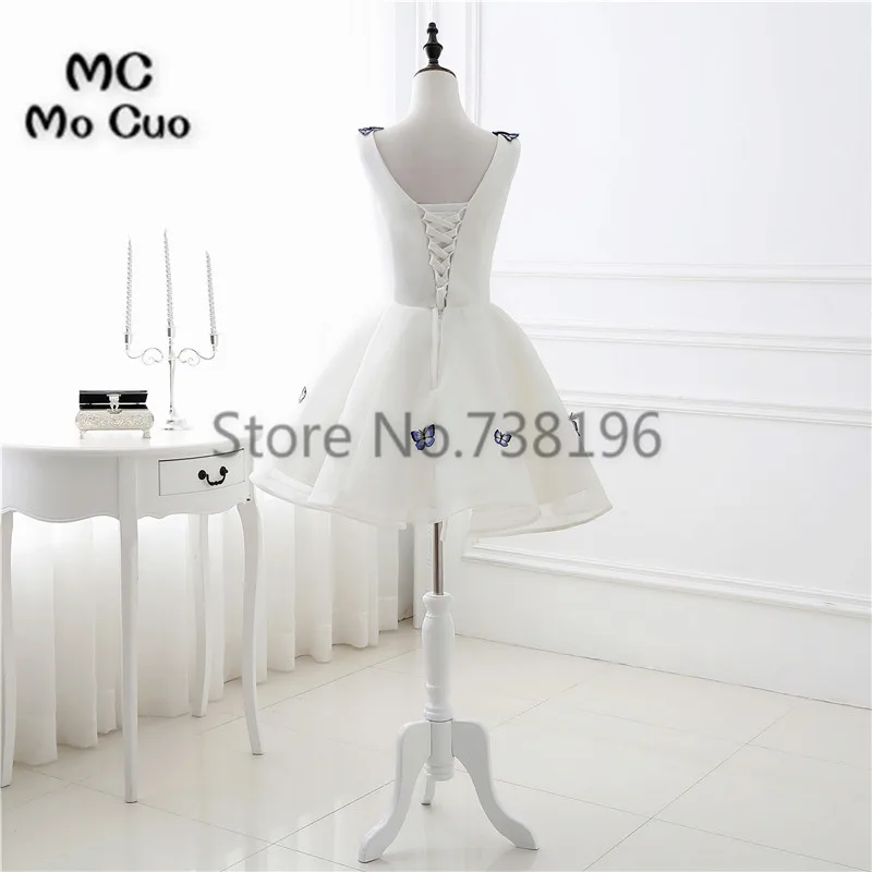 2017 г. Модное платье для встречи на родину короткое выпускного с аппликациями