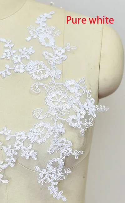 Pure white Цвета слоновой кости/розовый/темно-синий, изысканная свадебная вуаль, украшение на голову, кружевная аппликация, отделка, сделай сам, кружевные аксессуары для шитья платья, 4 шт./лот - Цвет: Pure white