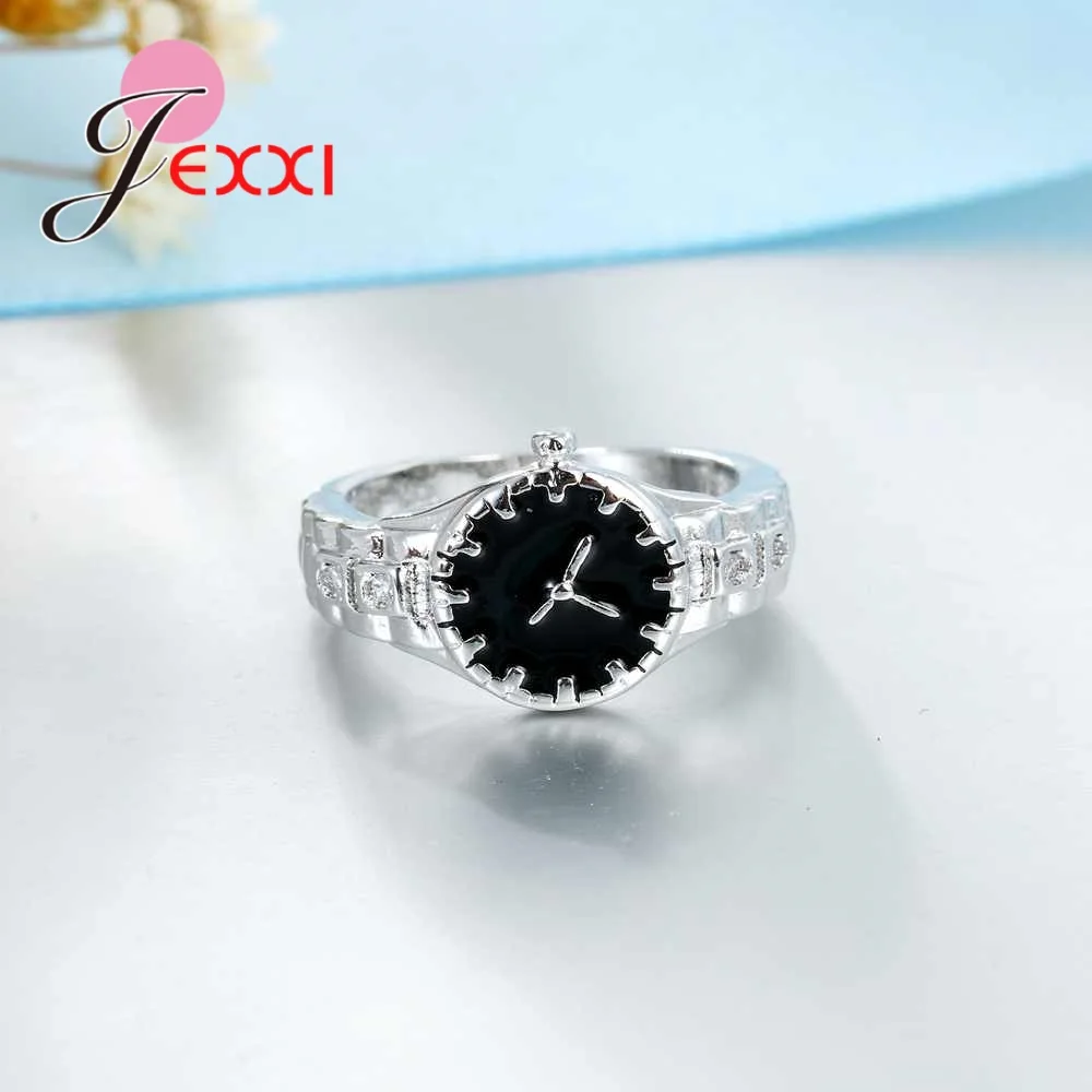 Панк стиль модные часы форма 925 пробы серебряные кольца для женщин и мужчин