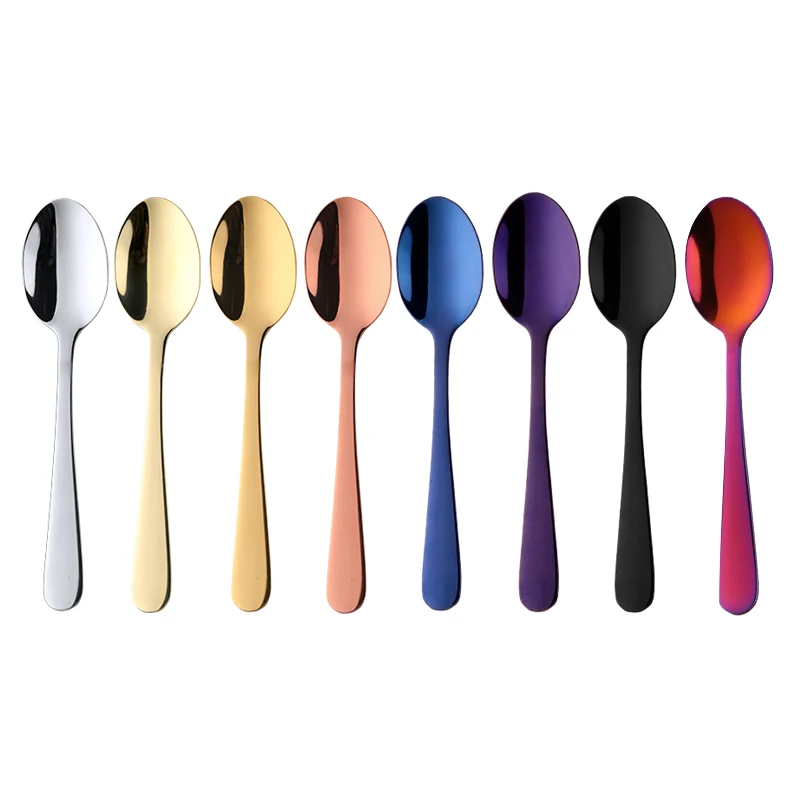 8 Colors Tea Spoons Stainless Steel Coffee Spoon High Quality Dessert Cake Fruit Spoons Gold Small Snack Scoop Dinnerware Tools images - 6
